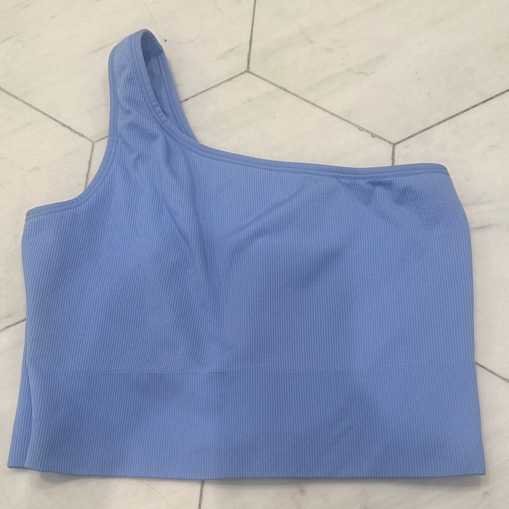 Athleta, Chic One-Shoulder Blue Crop Top